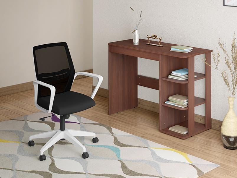 Vurv-Ewa Study Table with Chair (Black and Brown) - 1-Year Warranty, Adjustable Height