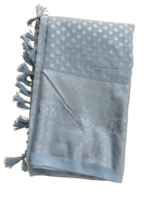 Elegant Gray Silk Embroidered Saree