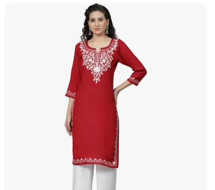 Red Cotton KurtI- Size L