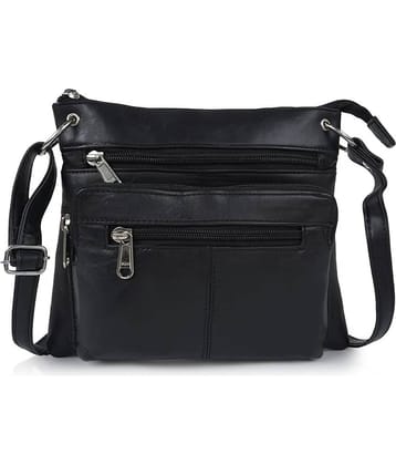 CIMONI Sling Bag Pure Leather Set of 1 ( Black )