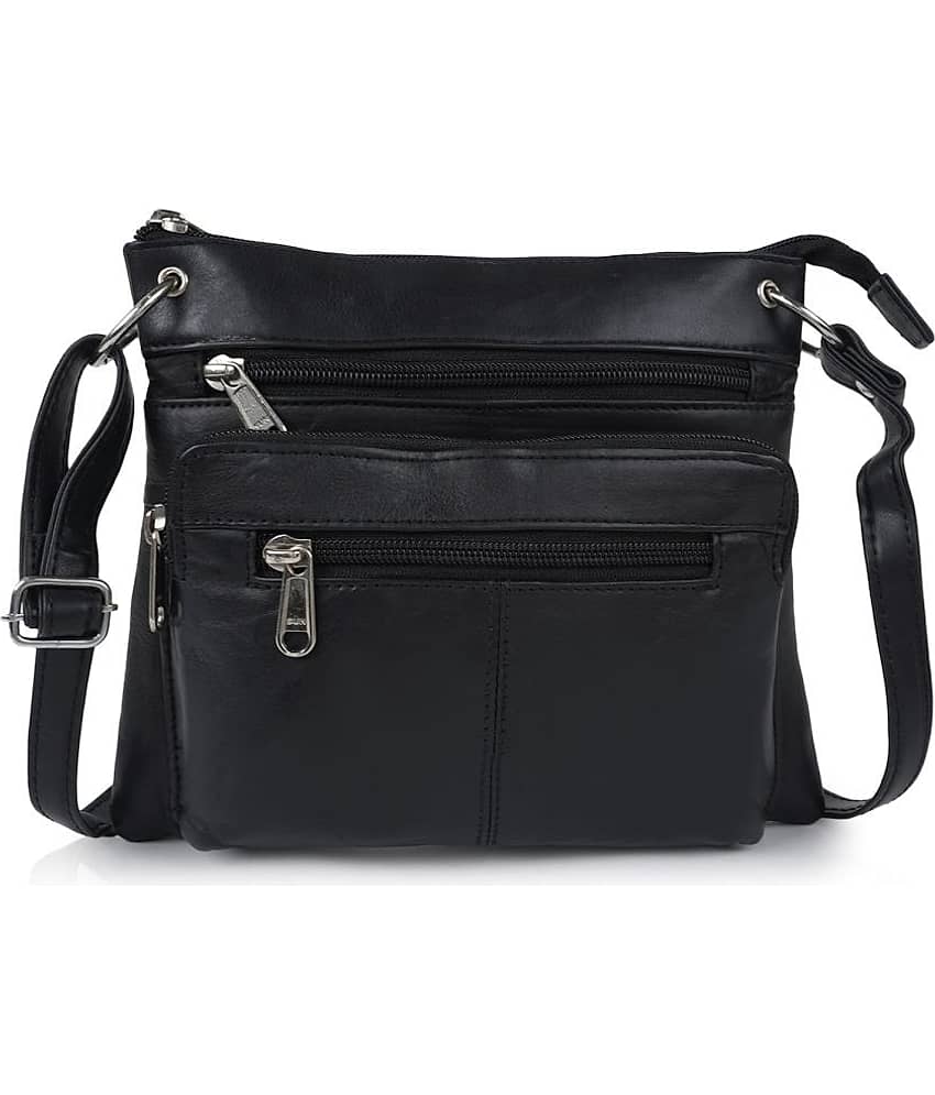 CIMONI Sling Bag Pure Leather Set of 1 ( Black )