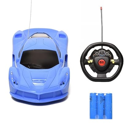 Braintastic Rechargeable Steering Remote Control High Speed Racing Sports Car with LED Headlights 1: 18 Scale Kids (Blue)