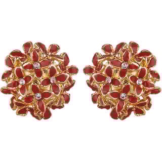 Enamel Daisy Flower Cluster Studds  clippons Earrings for Girls Alloy Brass  Copper Earrings for Women's