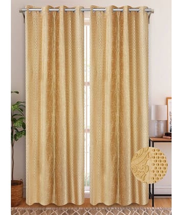 Home Candy Set of 2 Door Semi-Transparent Eyelet Polyester Gold Curtains ( 213 x 120 cm )