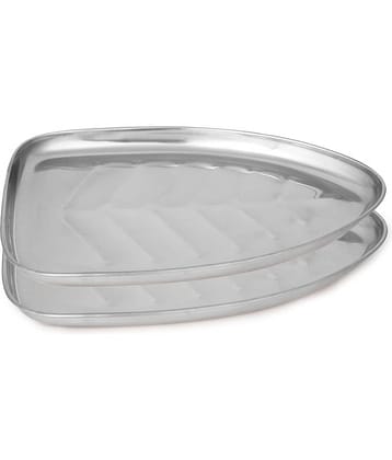 Dynore 2 Pcs Stainless Steel Silver Tray
