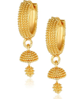 Vighnaharta Filigree work Gold Plated alloy Hoop Earring Clip on fancy drop Bali Earring for Women and Girls [VFJ1482ERG]