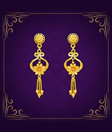 LUV FASHION Golden Drop Earrings ( Pack of 1 )