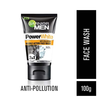 Garnier Men Power White 2 In 1 Anti-Pollution Double Action Icy Clay Face Wash, 100 gm