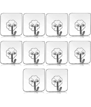 Self Adhesive Wall Hooks, Heavy Duty Sticky Hooks for Hanging Waterproof Transparent Adhesive Hooks for Wall, Wall Hangers for Hanging Kitchen Bathroom Bedroom Accessories(10 piece)