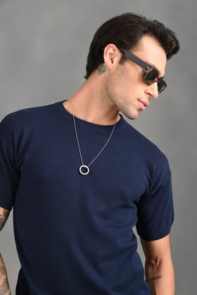 IZI Navy Blue Plain T-Shirt-S