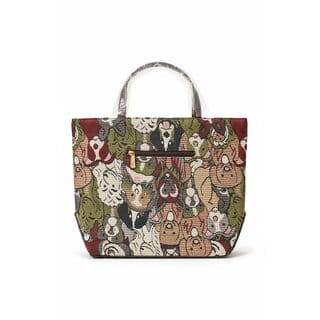 Ethnic Print Canvas Tote Bag with Zipper Pocket