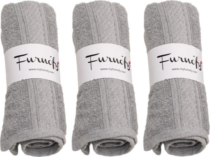 Furnofy Cotton 450 GSM Hand Towel Set Grey (Pack Of 3)