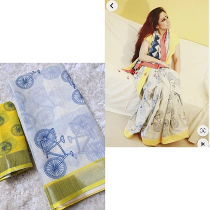 linen printed saree linen printed saree
