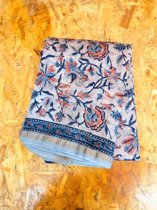 Chanderi saree bagru print