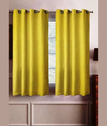 N2C Home Solid Semi-Transparent Eyelet Curtain 5 ft ( Pack of 2 ) - Yellow