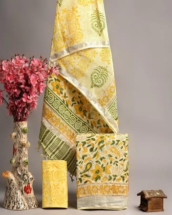 Linen Cotton Suits  Bagru Hand Block Printed Linen Suits With Zari BorderSize:-Top & Dupatta:- Linen Cotton  (2.50+2.50) mtrsBottom :-Cotton 2.50 mtrs