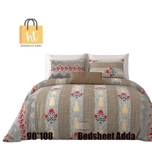 3001-Hometrade India-Standard King Size (90*108 Inches) Double Bedsheet With 2 Pillow Cover-RJ-14-Jaipur lining-3107