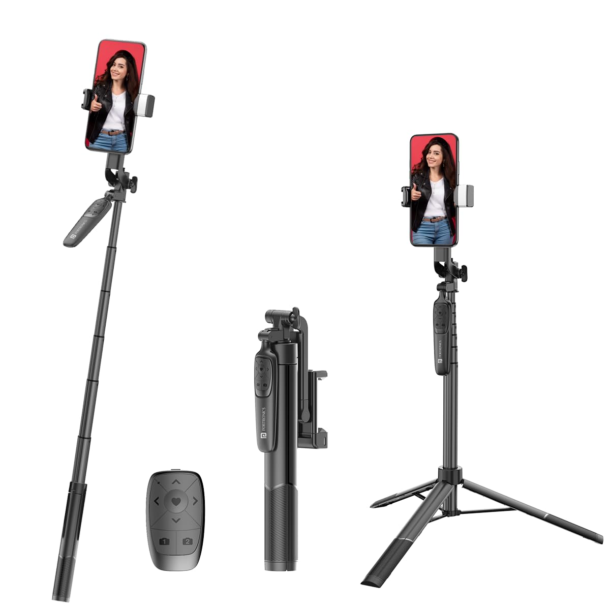 Portronics Lumistick Pro Smart Selfie Stick (Black)