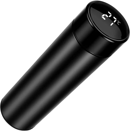 Stainless Steel Temperature Water Bottle with Intelligent LED Display - 500 ML - Black  by Ruhi Import Store