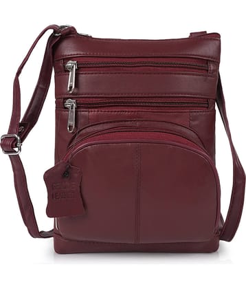 CIMONI Sling Bag Pure Leather Set of 1 ( Maroon )