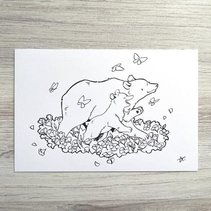 BK Postcard // California Poppy and Bear