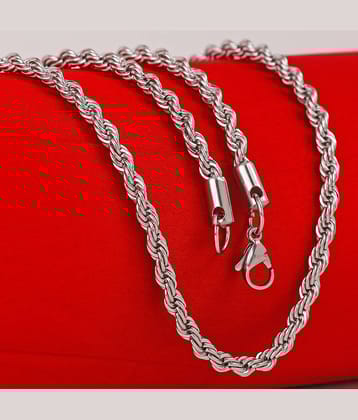 FASHION FRILL Silver Plated Stainless Steel Chain ( Pack of 1 )