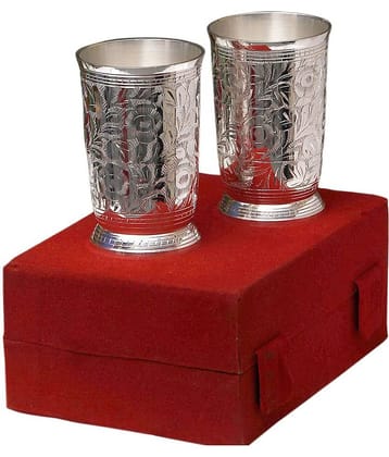 Urban hemlet Silver Plated Brass Water Glasses Set Of 2 Pcs