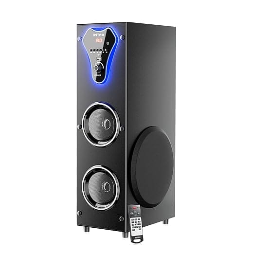 Intex Single Tower Speaker Thunder 1000 (S) 100W Bluetooth Speaker with Powerful Bass Wireless Audio System Aux USB FM Mic LED Display Remote Control Black