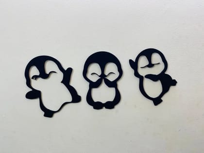 Rave penguin set of 3 wall art PVC Plaque Painted Cutout Ready to Hang Home Decor Wall Art | Home Decoration Items 10 * 4 inches Black