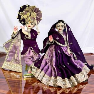Purple and Lavender Radha Krishna Poshak with Heavy Gold Embroidery