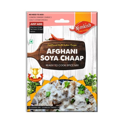 Nimkish Afghani Soya Chaap Ready to Cook Spice Mix | 50g | Onion Ginger Garlic Already in Mix | Himalayan Recipe Nimkish Afghani Soya Chaap Ready to Cook Spice Mix | 50g | Onion Ginger Garlic Already in Mix | Himalayan Recipe