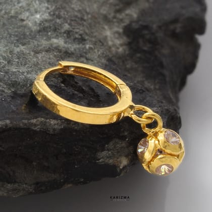 18K Real Gold Nose ring White CZ Studded Piercing Nose Hoop Ring 22g