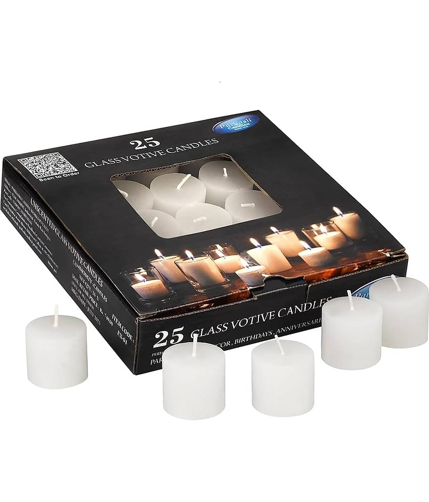 Parkash Candles White Unscented Votive Candle 10 cm ( Pack of 25 )