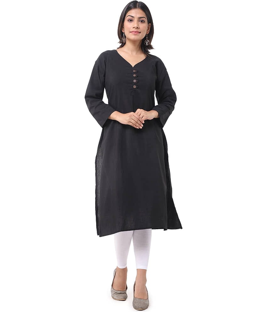DESHBANDHU DBK - Black Cotton Women's Straight Kurti