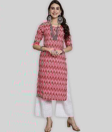 7Threads Crepe Printed Straight Women's Kurti - Pink ( Pack of 1 )