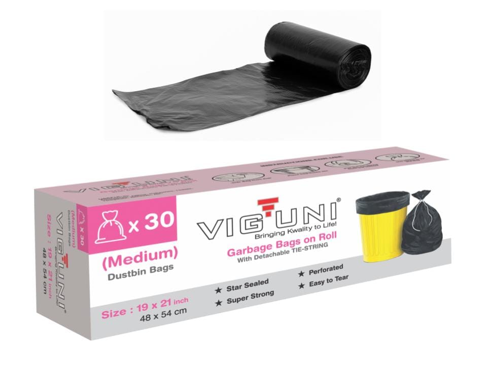 Durable Medium Garbage Bags - 19x21 Inches, Heavy-Duty Waste Disposal, Tear-Resistant, Black