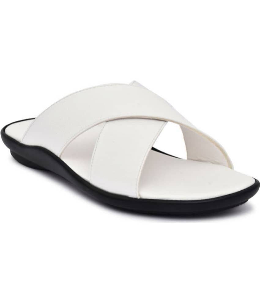 IVRAH - White Men's Leather Slipper
