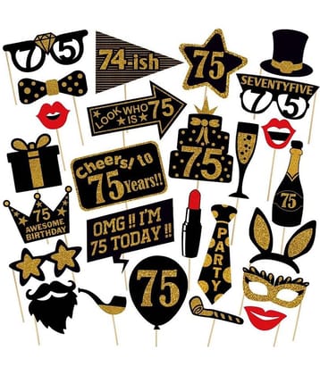 ZYOZI™ 26 Pcs Happy Birthday Props for 75th Birthday Party Photo Booth Props /75 Birthday Party Accessories Supplies for Photo Booth Parties / Pack of 26