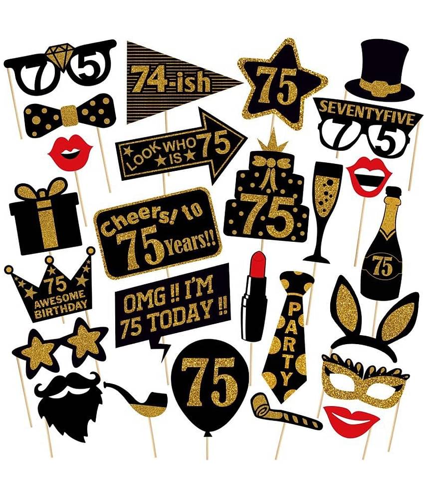 ZYOZI™ 26 Pcs Happy Birthday Props for 75th Birthday Party Photo Booth Props /75 Birthday Party Accessories Supplies for Photo Booth Parties / Pack of 26