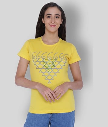 Neo Garments Women Cotton Printed Regular Fit Round Neck T-Shirt ( Yellow )