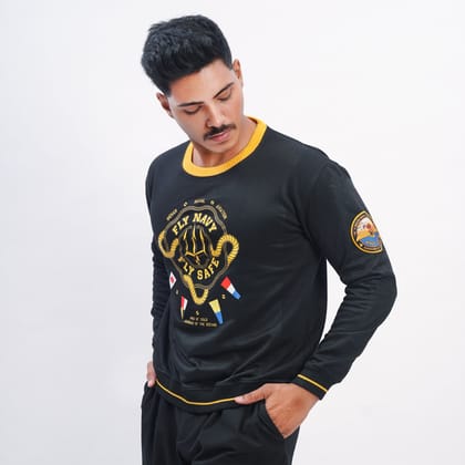 Indian Naval Aviation: Maritime Aviator Black Oversized Sweatshirt-S