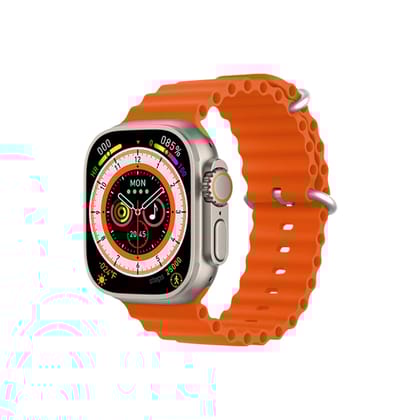 Walta Elite Intense Smartwatch with 1.85" Full Touch Display, Bluetooth Calling, 600 Nits, Digital Crown, Metal Frame, SpO2, Voice Assist & 5 Days Battery Life -Orange