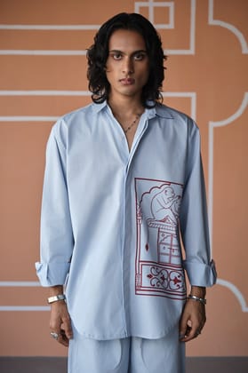 JAIPUR OVERSIZED SHIRT- SKY-S-L