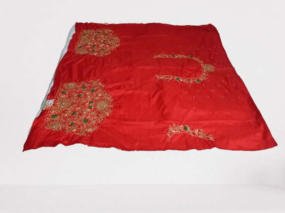 Red Embroidered Saree With Blouse Piece