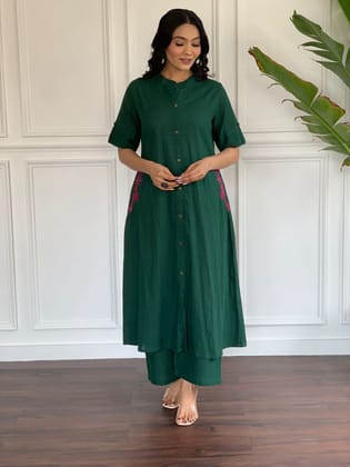 South Cotton Kurti And Palazzo For Women-Green / M