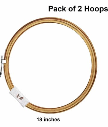 Jyoti Embroidery Hoop, Wooden Round Adjustable, (2 Pieces of 18 Inches with Steel Fitting), Easily Loosen/Tighten, Cross Stitch Hoop Ring for Sewing, Needlework, Craft Projects & Ornaments - Pack of 2