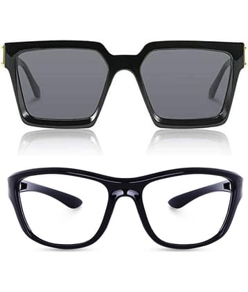 Kanny Devis - Black Rectangular Sunglasses ( Pack of 2 )