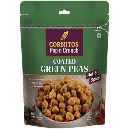 Cornitos Coated Green Peas Hot & Spicy, 150 gm