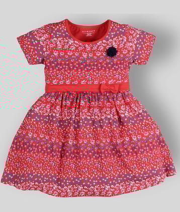 PLUM TREE 100% Cotton A-line Dress For Girls ( Pack of 1 , Red )
