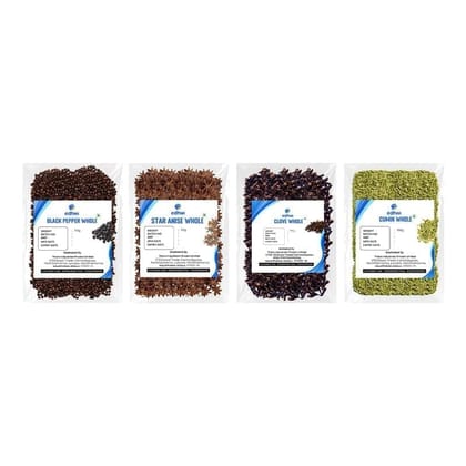Edhwi Spices Combo Black Pepper 50g, Star Anise 50g, Clove 100g & Cumin 100g Baking & Spice Blends